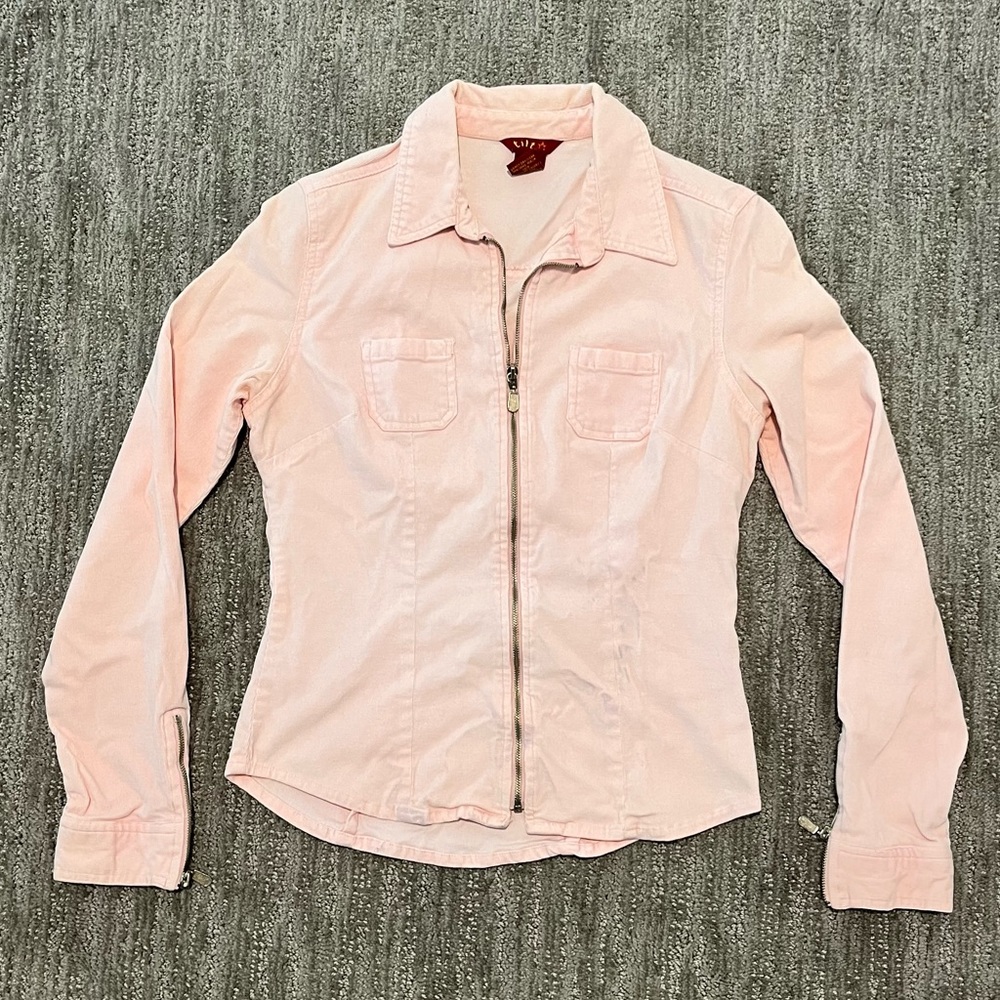 Tilt Collard LS Zip Up Top sz s